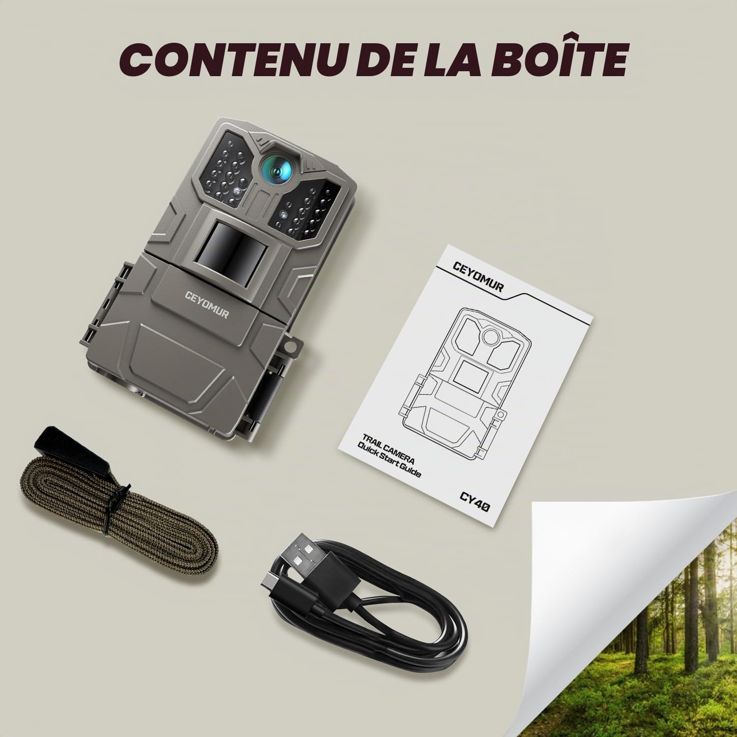 CEYOMUR Caméra de randonnée 20 MP 1080p avec Carte SD 32 Go et 4 Piles LED infrarouges Vision Nocturne Activée par Mouvement et étanchéité IP66 pour Le scoutisme de la Nature