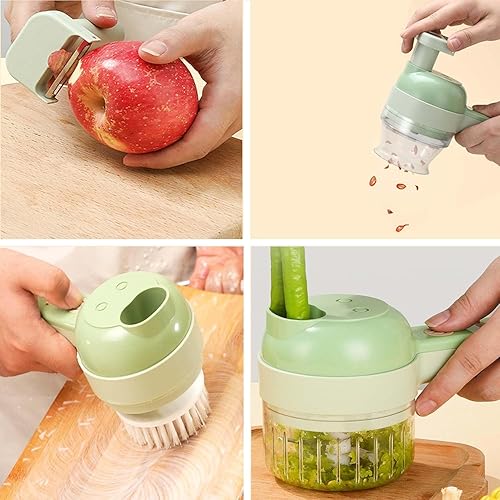 Miniatura 2 de Electric Vegetable Cutter Set, 4 and 1 Handheld Electric Vegetable Cutter, Portable Food Chopper for Onion Ginger Chilli Onion Garlic Meat