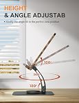 Tounee Support de livre pour la lecture, support de livre réglable avec 360° Base pivotante, support de livre de cuisine pliable avec clips de page élastiques pour partitions musicales, recette, tablette, ordinateur portable