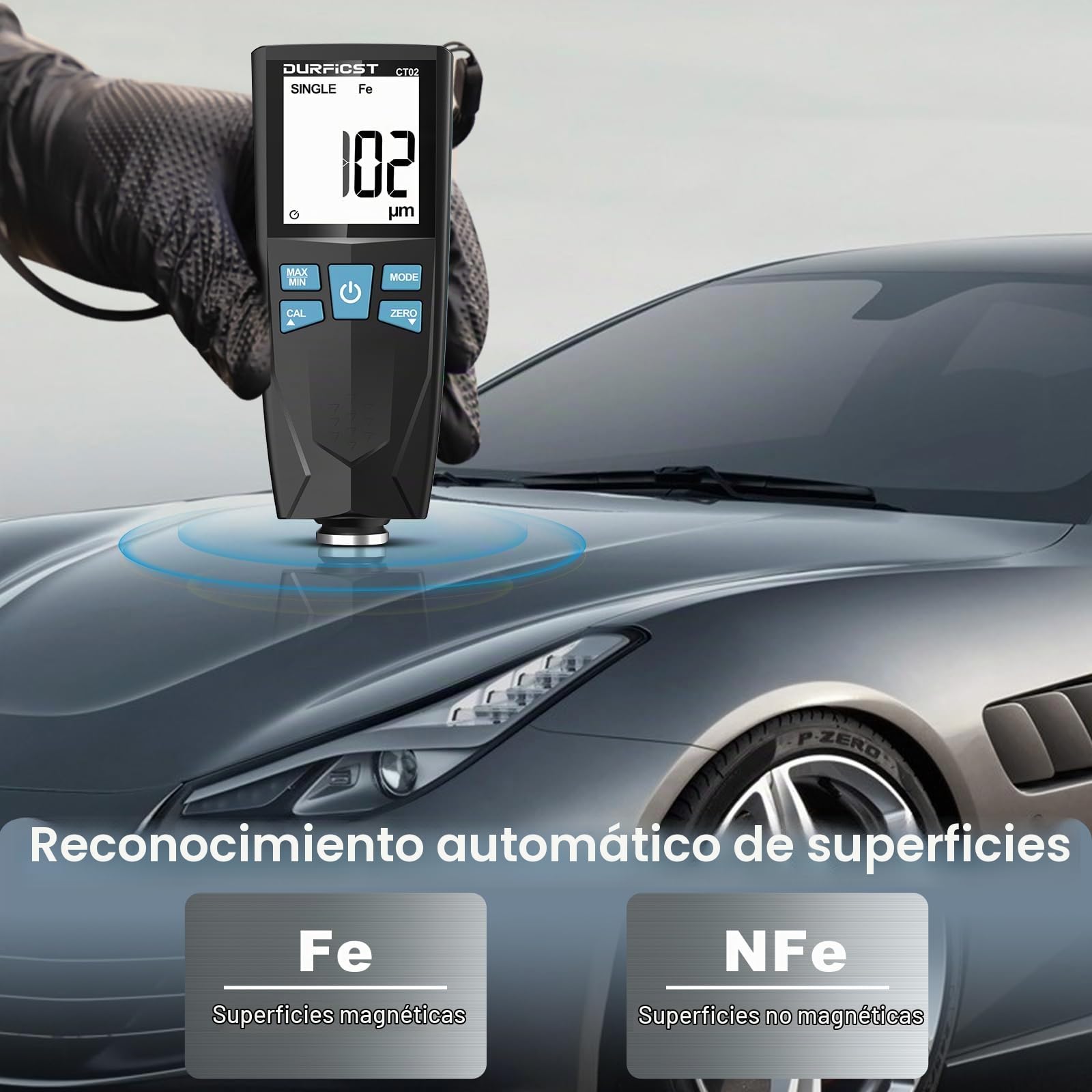 DURFICST Medidor Espesor Pintura Coche con Detección Automática de Fe/NFe