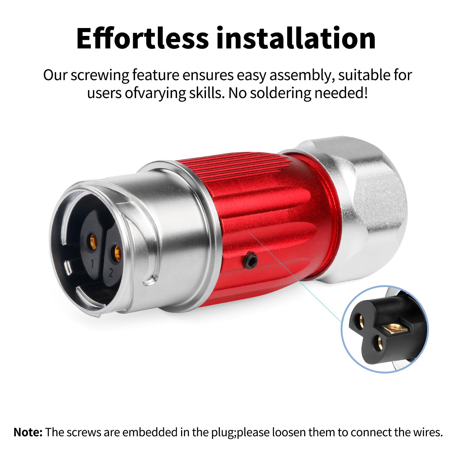 CNLINKO DH-20 2-Polig IP68 Wasserdichter Steckverbinder, Schraubmontage | Vollmetall, Elektro Industriestecker, Kabel-zu-Kabel-Verbindung, für Outdoor Ausrüstung