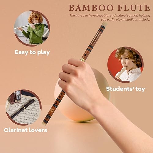 Miniatura 9 de ERINGOGO Flautas - Instrumento musical Instrumentos de latón Flauta de bambú Instrumentos musicales tradicionales chinos Flauta de regalo para niños