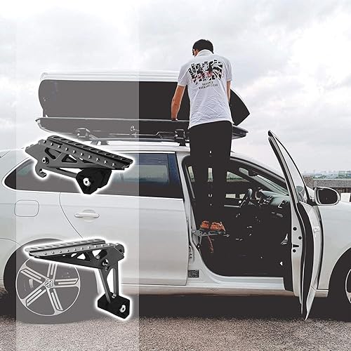 Miniatura 8 de COWVIE Escalón plegable para puerta de auto Escalón para acceso al techo del vehículo para ambos pies, Escalera para la mayoría de SUV, Camiones,