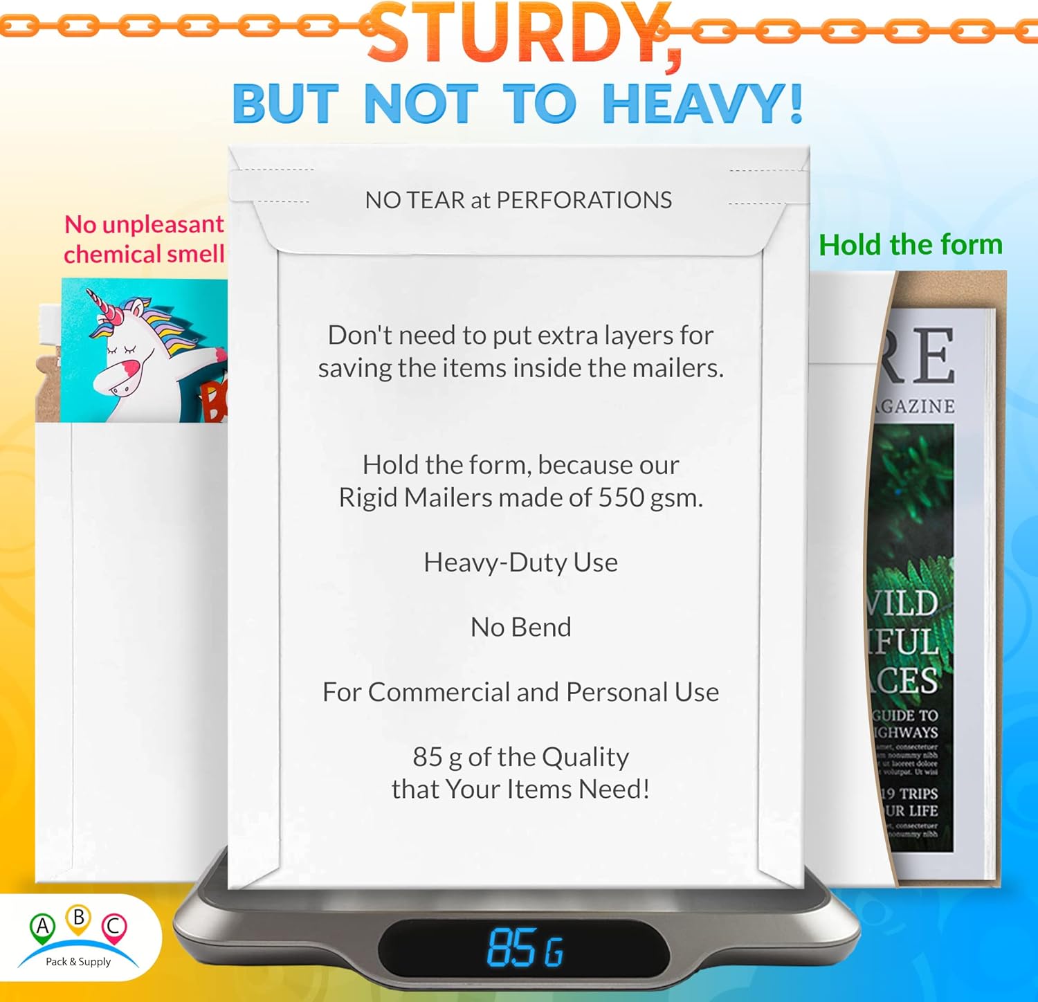 ABC PACK & SUPPLY Rigid Mailers, 12.75 x 15 Inch, Kraft Cardboard, White, Self Seal, 25 Pack - Image 3