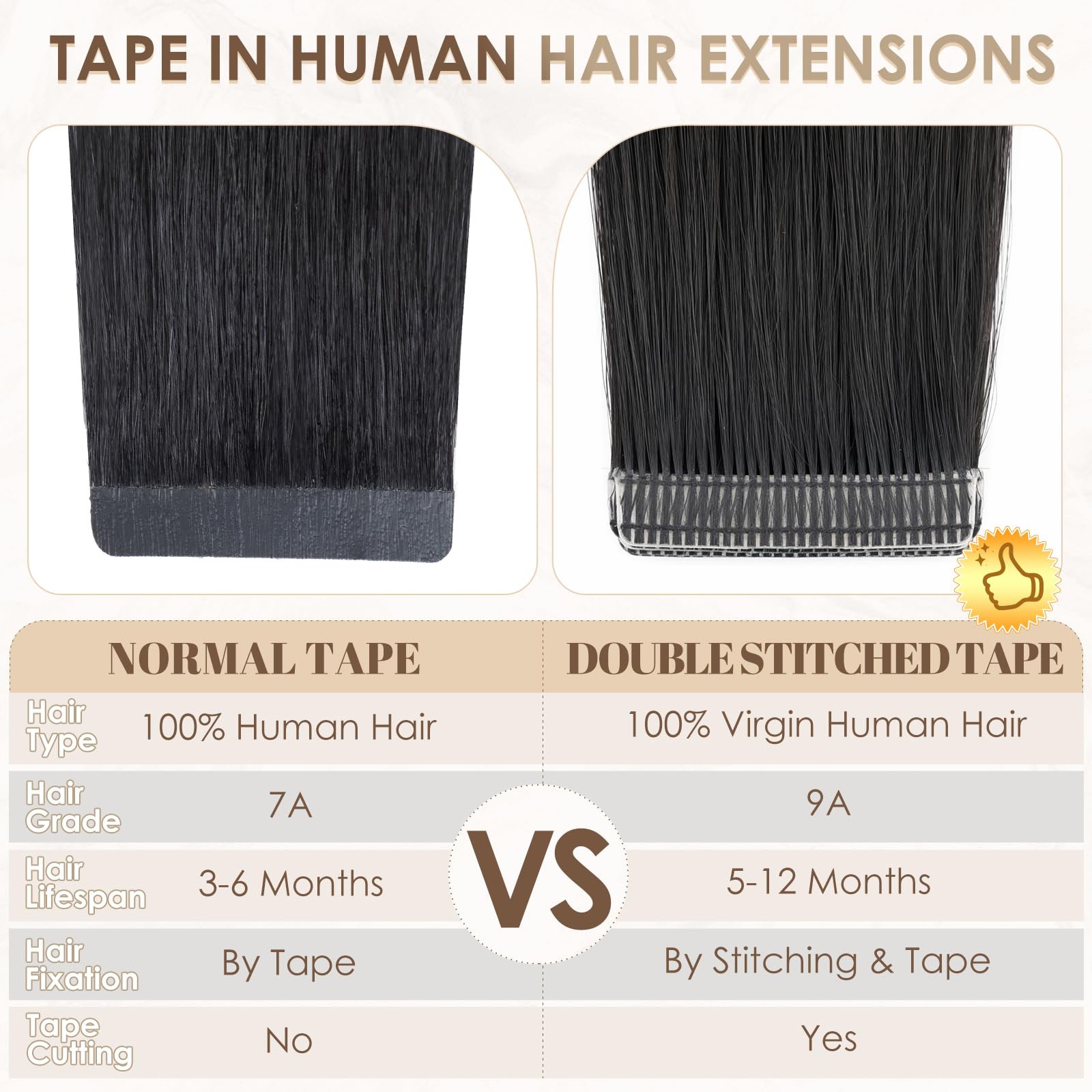 Elailite 14 Inch Tape in Hair Extensions Human Hair Black Real Hair 20 Pcs - Skin Weft Remy Hair Extensions (#1 Jet Black, 14 Inch-40g) - Image 4
