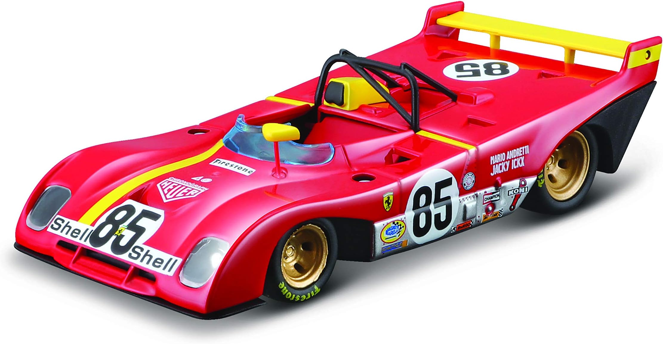 Bburago-1/43 Scale Model Compatible with Ferrari Racing 312 P 1972 Racing Car Die-Cast Scale Model Miniature, Multicolor