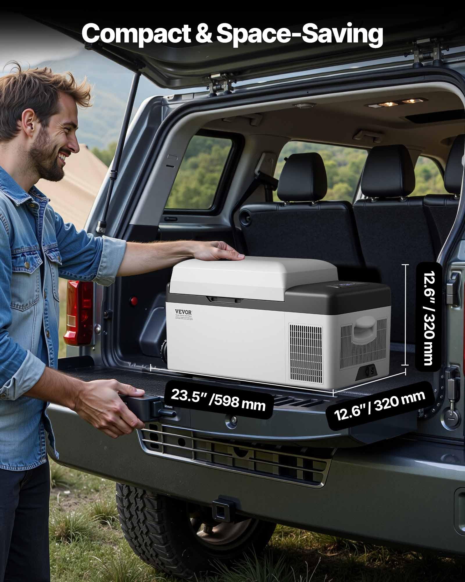 VBENLEM Mini lodówka samochodowa, przenośna lodówka elektryczna 45 W, z panelem cyfrowym, od -20 do 20℃, aby utrzymać świeżość napojów i napojów 0,2 kw.h/24h, kemping, 56 x 29 x 30 cm (20 l)