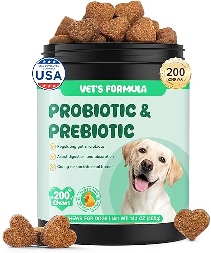 LHQR Probióticos para perros  Enzimas digestivas y prebióticos para la salud intestinal, probióticos masticables para perros, alivio de la diarrea y