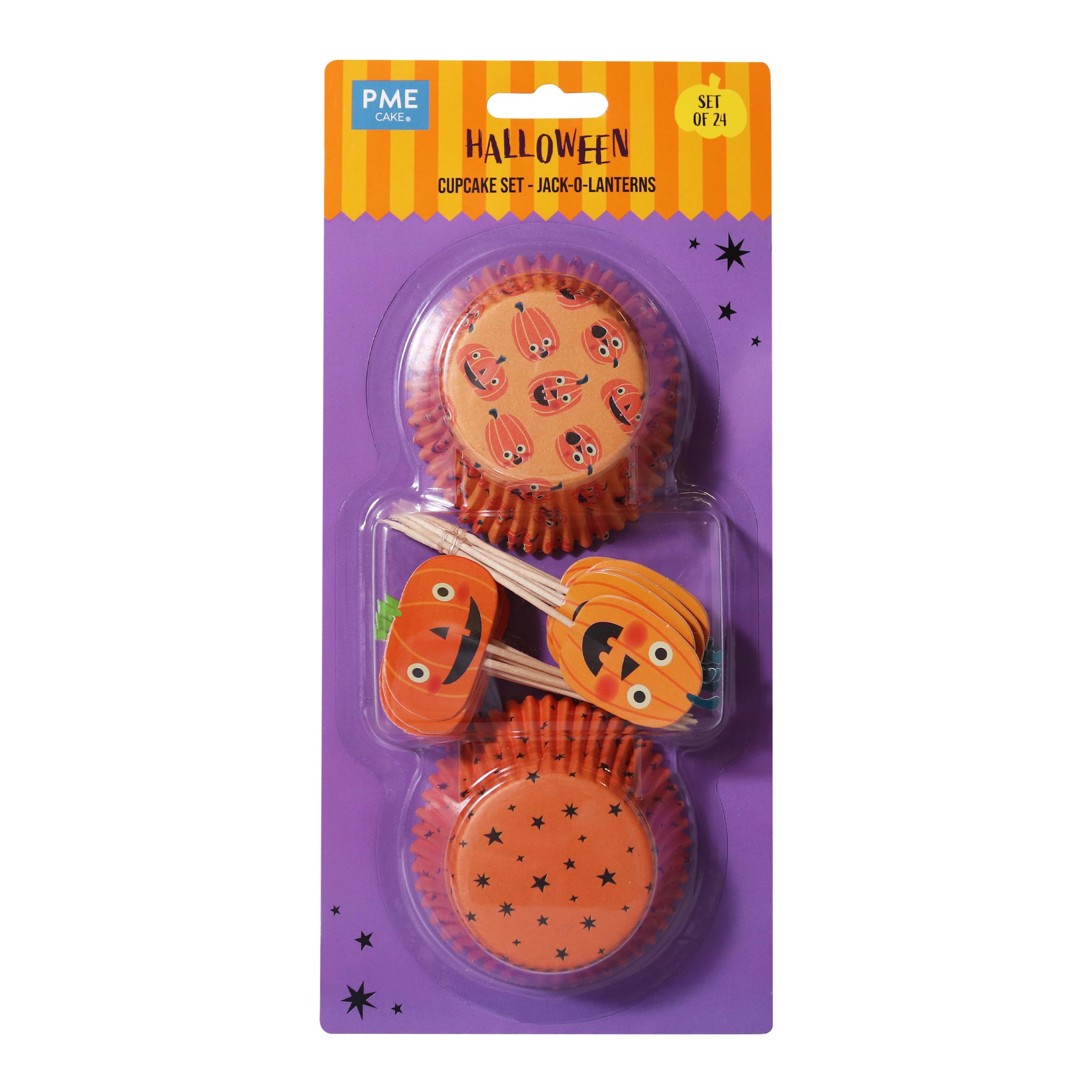 Kit Decorazioni Halloween 48 Pezzi – 24 Pirottini E 24 Topper Per Cupcake Con Zucca, Pipistrello - 3