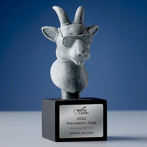 Miniatura 6 de Baudville Premio de trofeo de estrella de rock grabado personalizado  piedra gris tallada sobre base de resina negra  Viene con una elegante caja de