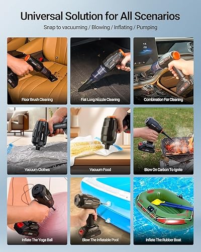 Miniatura 6 de SEALIGHT Aspiradora de mano inalámbrica para automóvil, aspiradora de mano con succión de alta potencia de 21000 pa, dos baterías de larga duración,