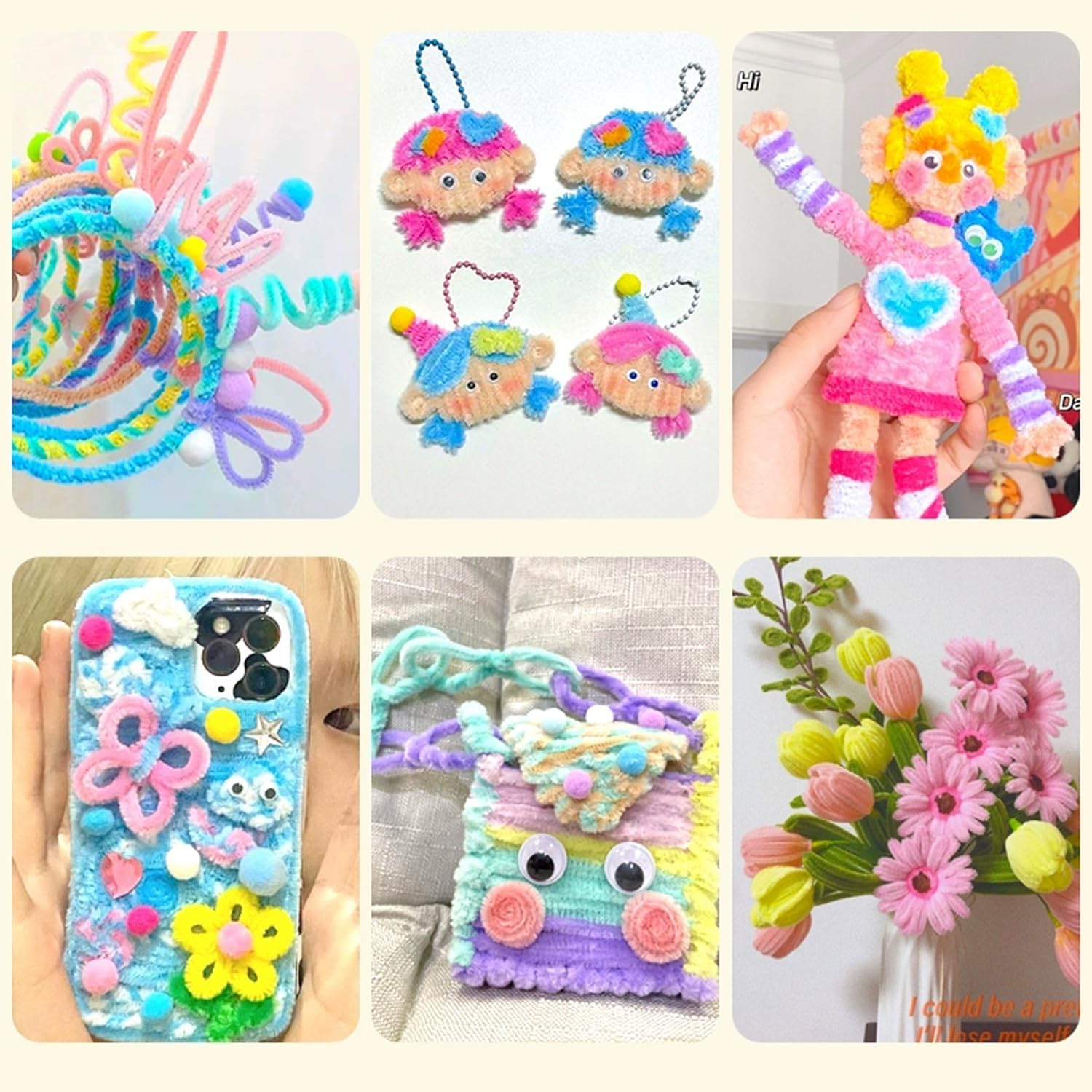 Pipe Cleaners Craft Supplies 100 Pcs 10 Colors Chenille Stems Pipe Cleaners Craft Pipe Cleaners Bulk Pipe Cleaner for Arts,Craft Projects or Decorations (12inch x 6mm)