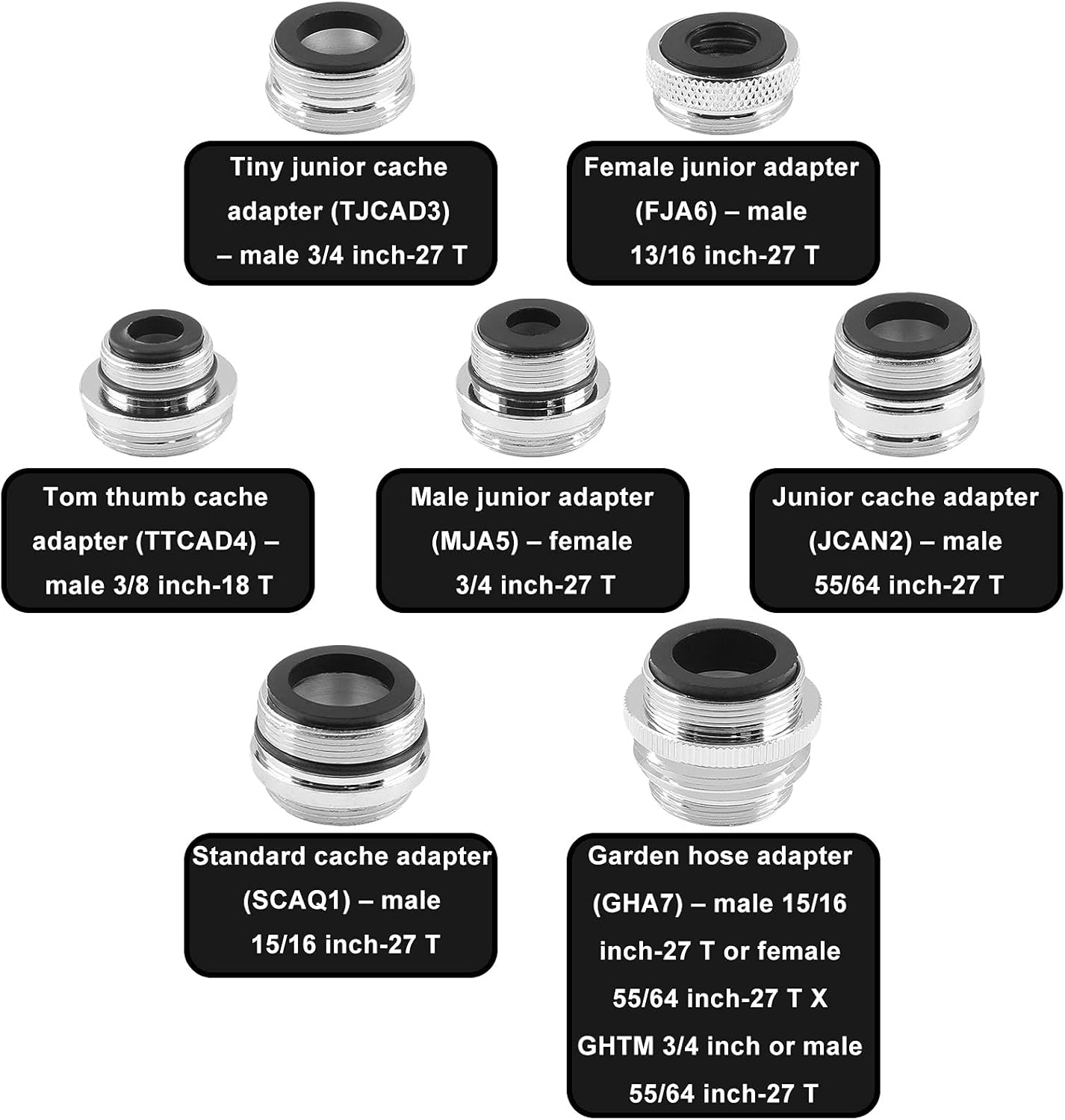 7-Piece Faucet Adapter Set - Brass Male & Female Aerator Adapters for Sink, Water Filter, Garden Hose & Standard Hose via Diverter(7 Different Size)