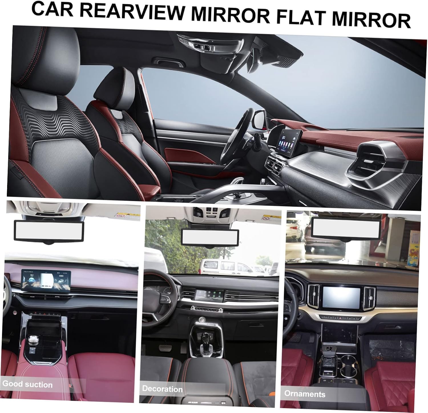 Universal Car Rearview Mirror Large Size Wide Angle Interior Mirror Suction Cup Mount for Vehicle Easy to Install