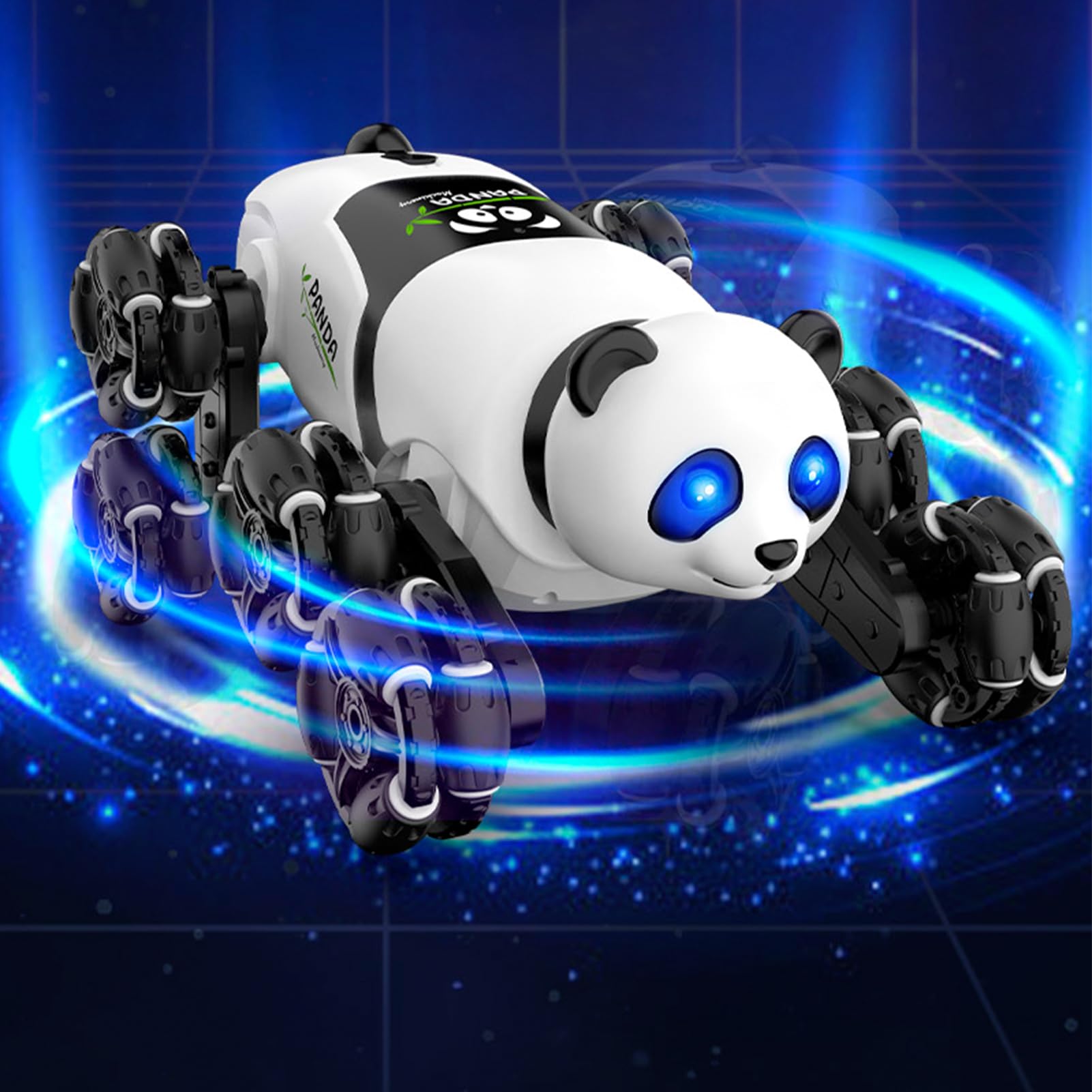 Generico Auto Radiocomandata Acrobatica Giocattolo Giocattolo Veicolo Robot | Macchina Giocattolo Acrobatica Panda Robot con Spruzzo di Luce Robot Spray Interattivo A 8 Ruote Da Cor