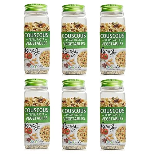 Pereg Perlado de cuscús con recipiente de verduras 8 onzas x 6 unidades Alternativa al arroz y la pasta comida apta para pérdida de peso sin OMG