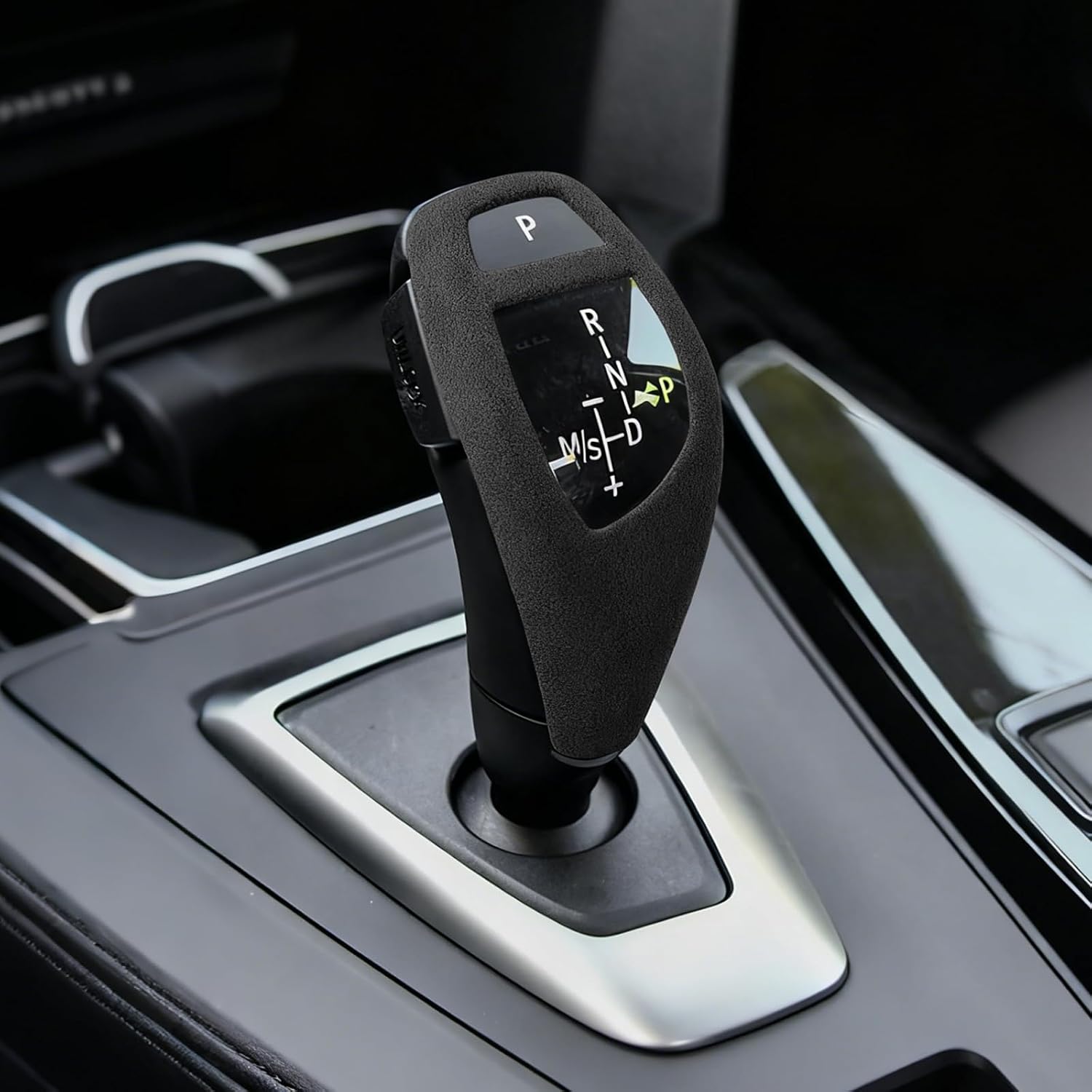 Suede Car Gear Shift Knob Trim Cover for BMW X3 X4 X5 X6 F25 F26 F15 F16 Vehicle Interior Accessories with 3 GT 4 5 6 2 1 Series Hatchback 328i F22 F23 F30 F31 F32 F34 F34 F35 F06 F07 F10-Black