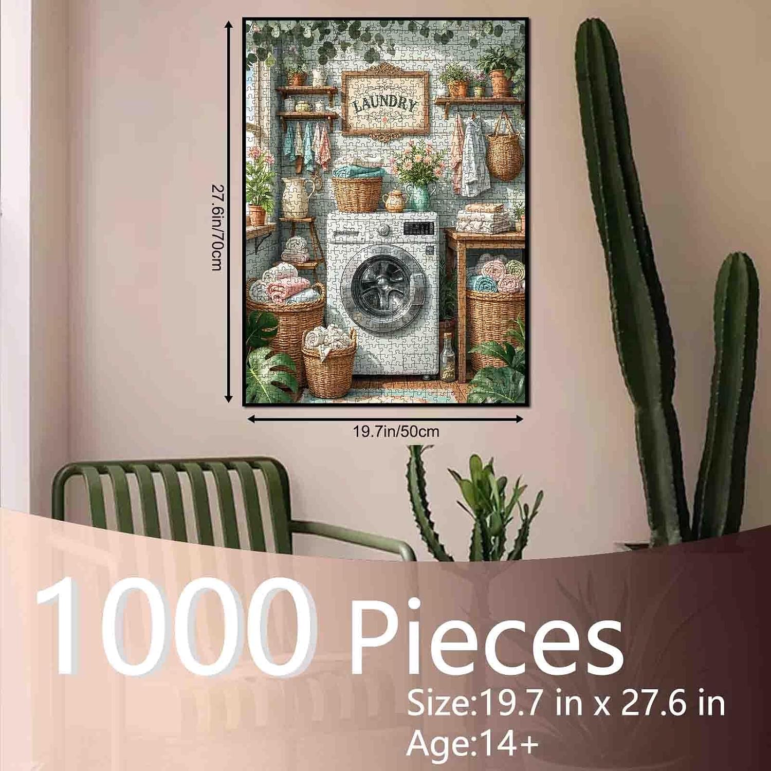 Mother's Day Puzzles 1000 Pieces for Adults, Laundry Room Scene Puzzle for Challenging Family Activity Games DIY Puzzle for Home Wall Decor Gifts - 19.7 x 27.6 Inches