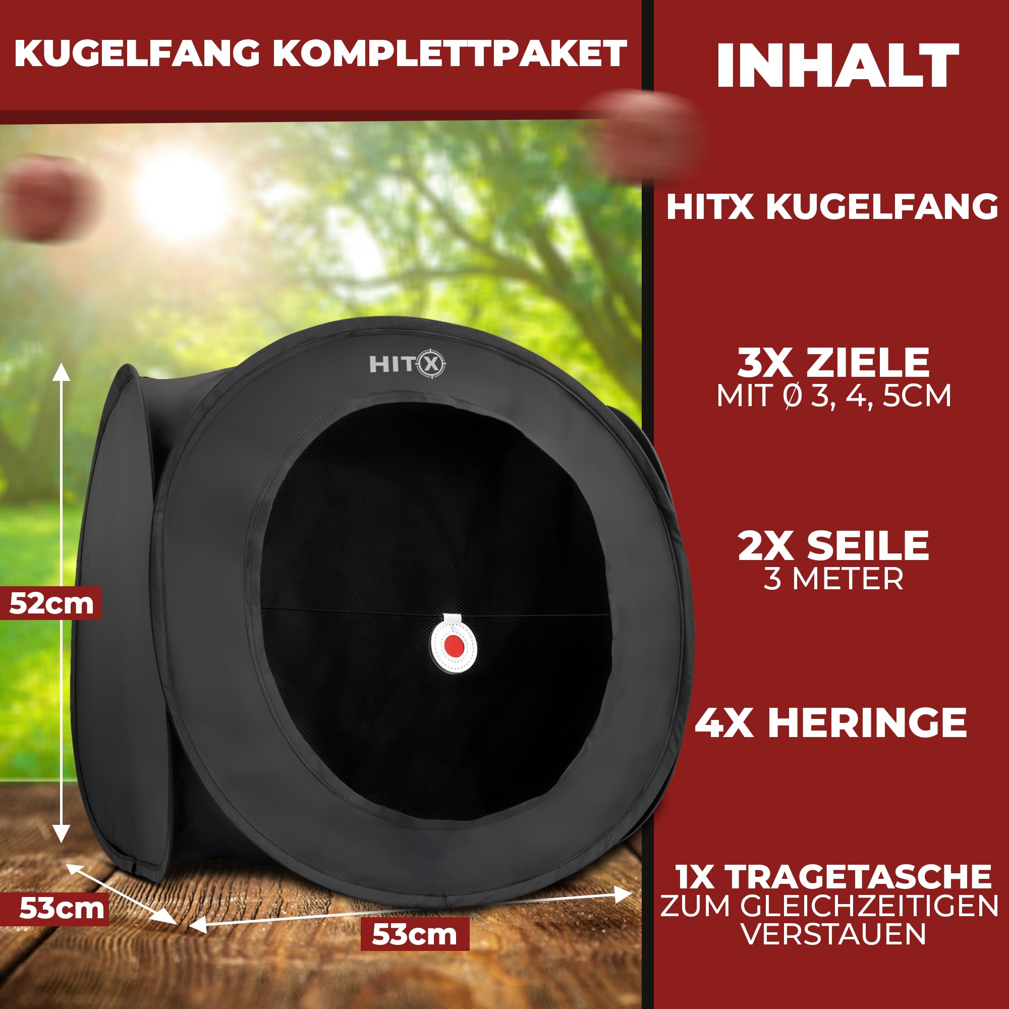HITX® Steinschleuder Kugelfang XXL mit 3 Zielen | Pop-Up Kugelfangkasten | Aufbau in Sekunden | Zwille Zielbox zum Aufhängen oder Hinstellen | Slingshot Schleuder Targetbox