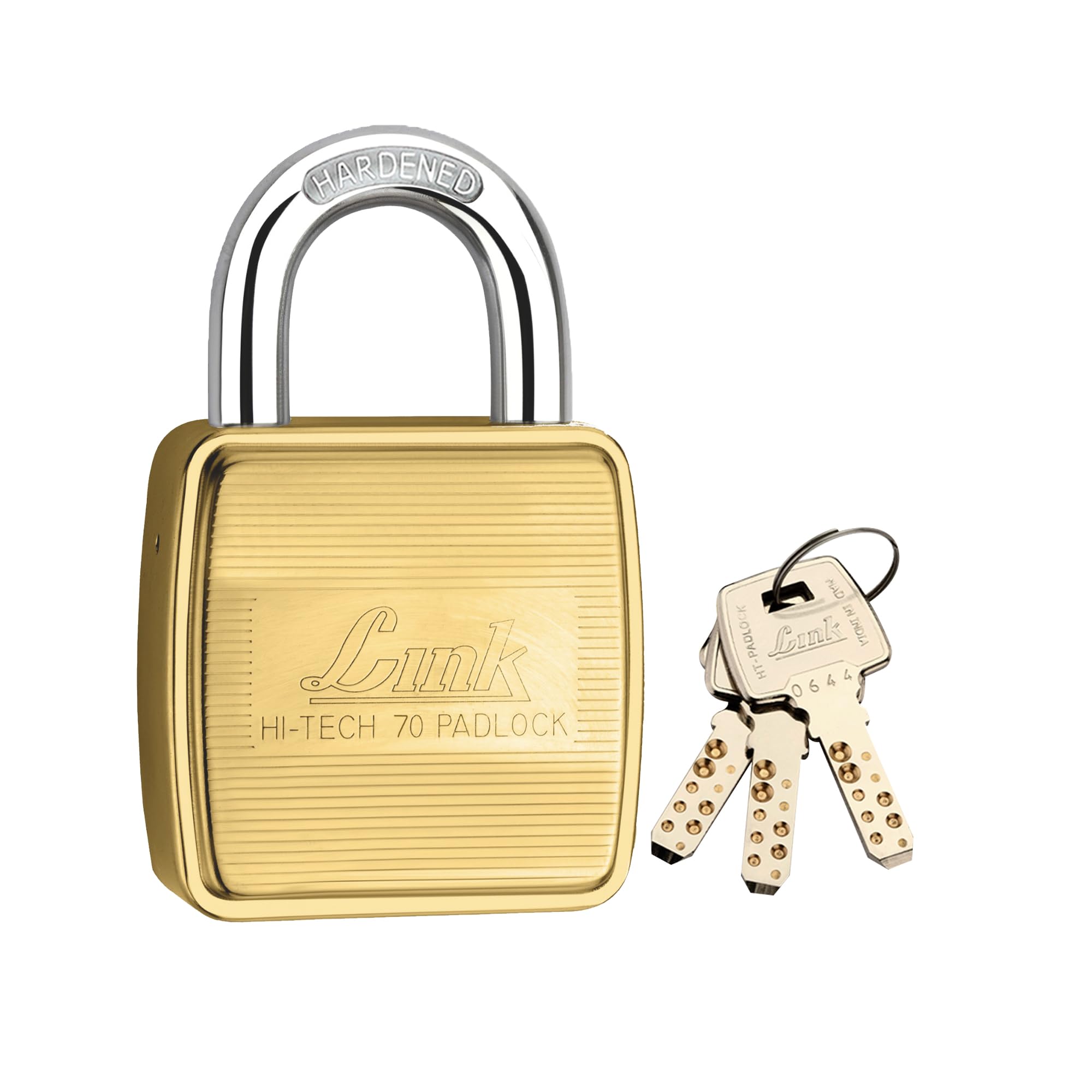 Link Hi-Tech Square 70mm Brass Lock | Brass Body | Hardened Shackle | Double Locking Lock (Gold) (Pack of 1) (B0CR3R8M8V) Amazon Price History, Amazon Price Tracker