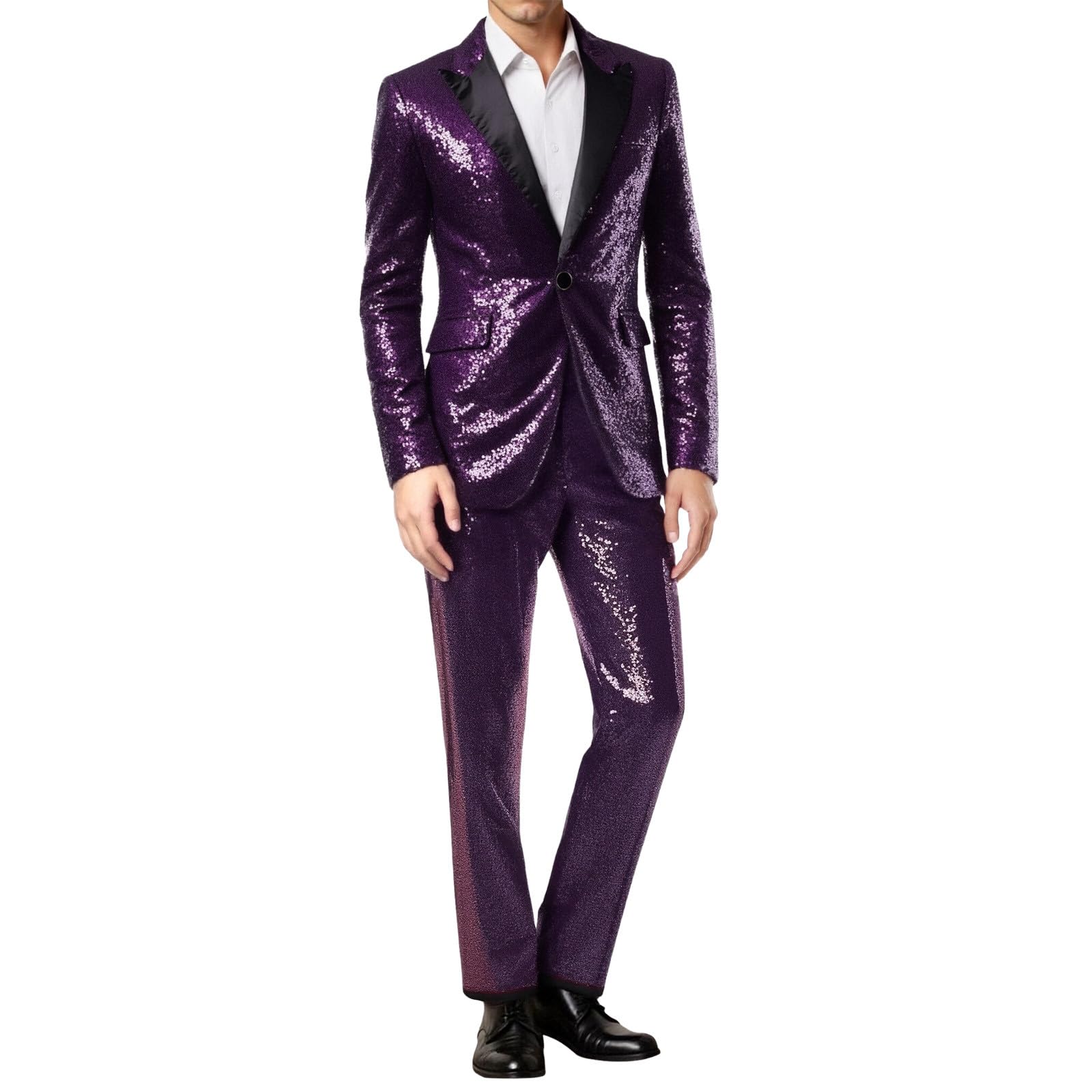 Set di 2 Pezzi Di Tendenza Paillettes Uomini Blazer E Pantaloni Brillanti Taglio Aderente Vestito Paillettes Uomo Deguisement Discoteca per Festa Matrimonio Affari Discoteca Party Club