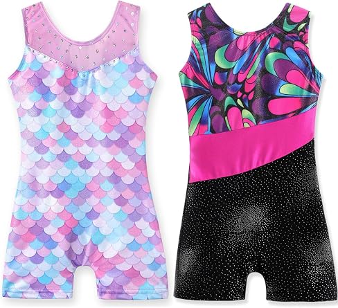 Belovance Girls Gymnastics Leotards Dance Outfit Purple Marmaid Pink Floral 3T 4T
