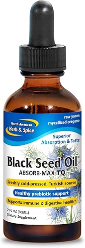 NORTH AMERICAN HERB & SPICE Aceite de semilla negra Absorb-Max TQ, 2 onzas líquidas, gotas micelizadas sublinguales, apoyo inmunológico y salud