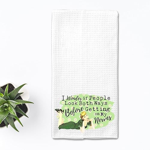 Miniatura 8 de I Wonder if People Look Both Ways Before Getting on my Nerves Funny Vintage 1950's Housewife Pin-up Girl Waffle Weave Microfiber Towel Kitchen Linen