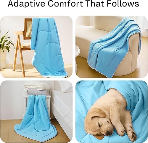 Miniatura 8 de Mantas refrescantes para personas que duermen con calor  Manta de verano delgada, ligera, transpirable, suave, de doble cara con bolsa para viajes,