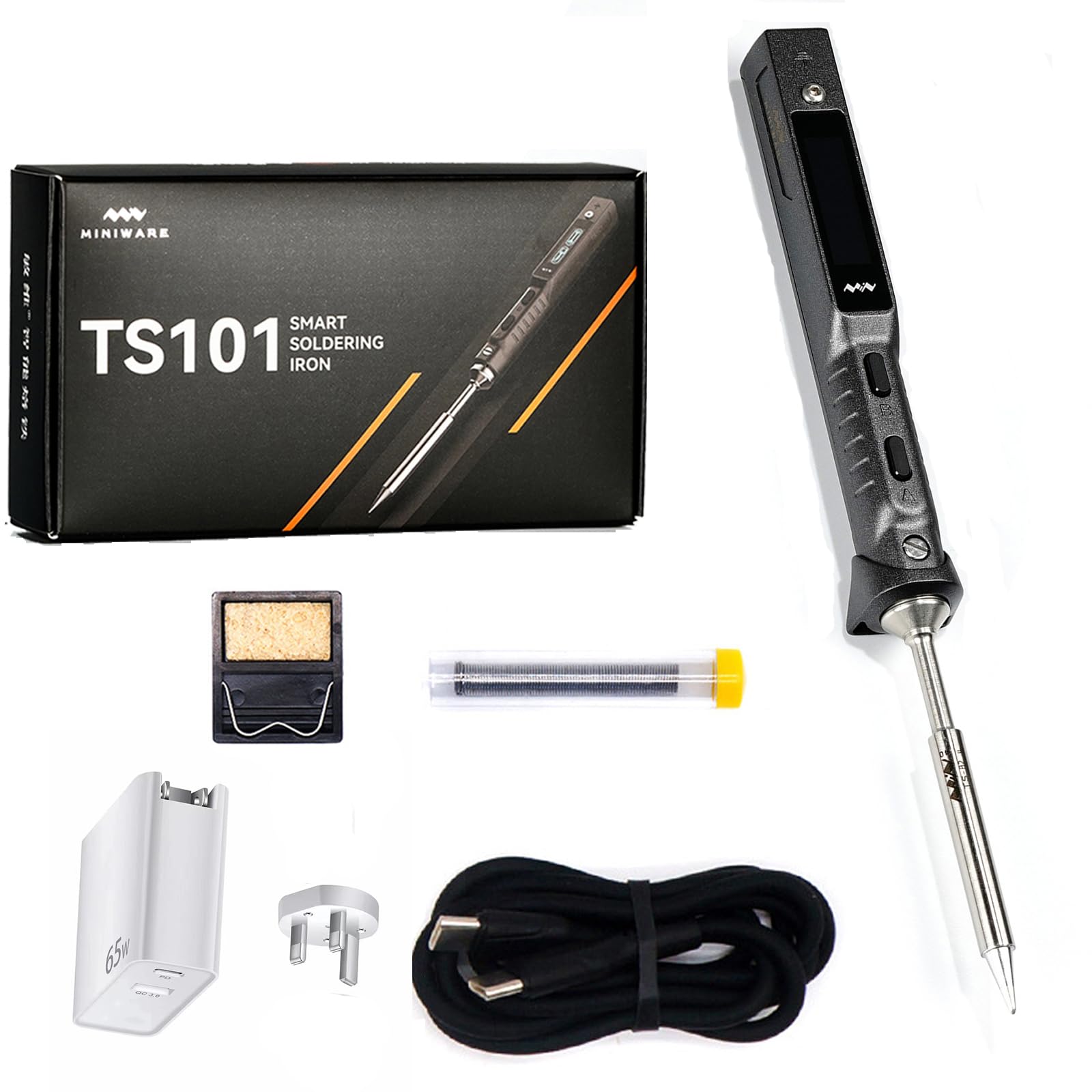 TS101 Soldering Iron Kit TS100 Upgraded PD 90W DC 65W Original Smart Digital Mini Portable Fast Heating Adjustable Temperature USB Type C Solder I Tip Set