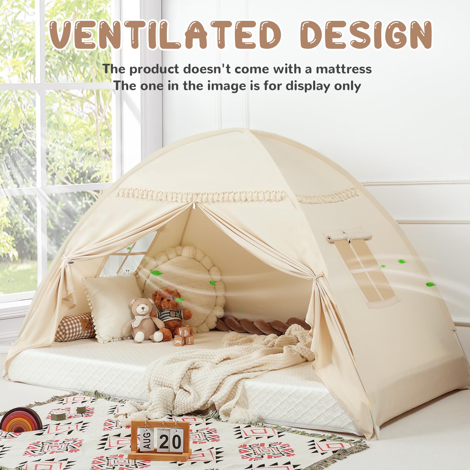 Sumbababy Tipi para Niños en Interiores: Tiendas de Campaña para Niños con Dosel Doble, Tipi para Niños y Niñas, Casa de Juegos para Bebés en el Interior para Dormir para Sala de Juegos