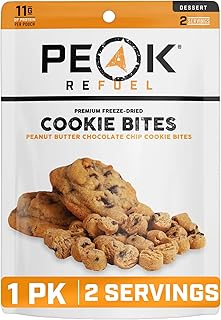 Peak Refuel Dessert Bites | Peanut Butter Chocolate Chip Cookies | Freeze Dried Backpacking and Camping Food | Tasty Trail Treat | High Protein Snack Packs (Cookie 1-Pack)