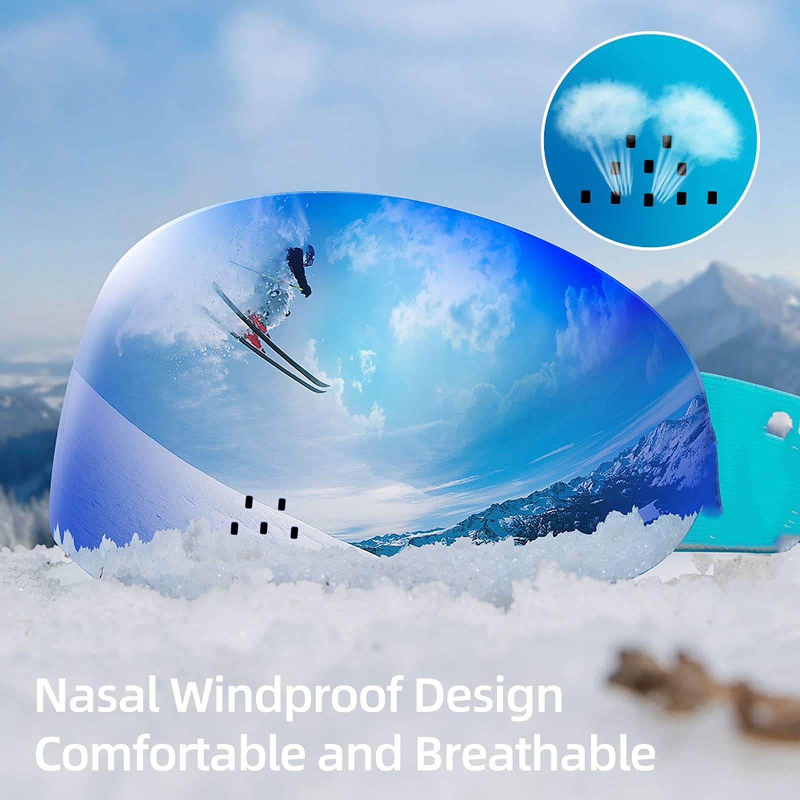 DieffematicHXJ Gafas Esqui Hombre Gafas de esquí profesional Doble Capas Protección Anti-niebla Nasal Ala de esquís a prueba de esquí Anti-niebla Gafas de snowboard (Color : A)