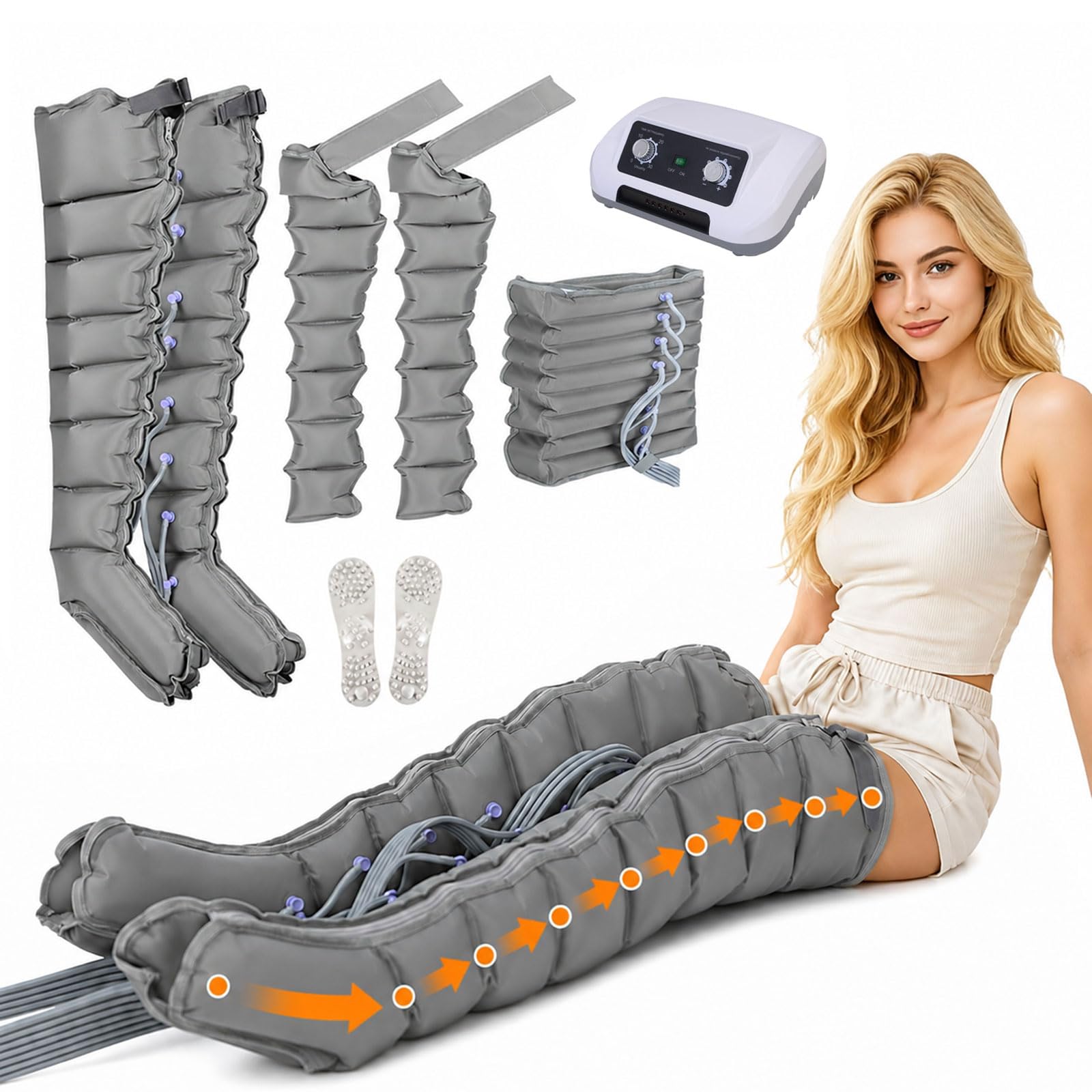 Lymphdrainage Gerät Beine, Elektrisches Beinmassagegerät mit 8 Luftkammern