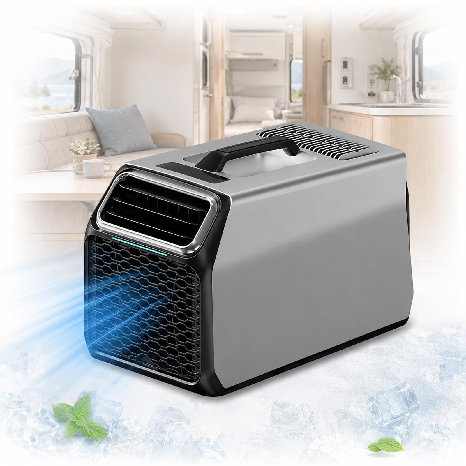 JIYINGHUI Portable Compressor Air Conditioner 5000 BTU, 220V 550W AC Unit with Exhaust Duct, Drain Pipe and Remote Control for Camping, RV, Camper Van, Bedroom, Office