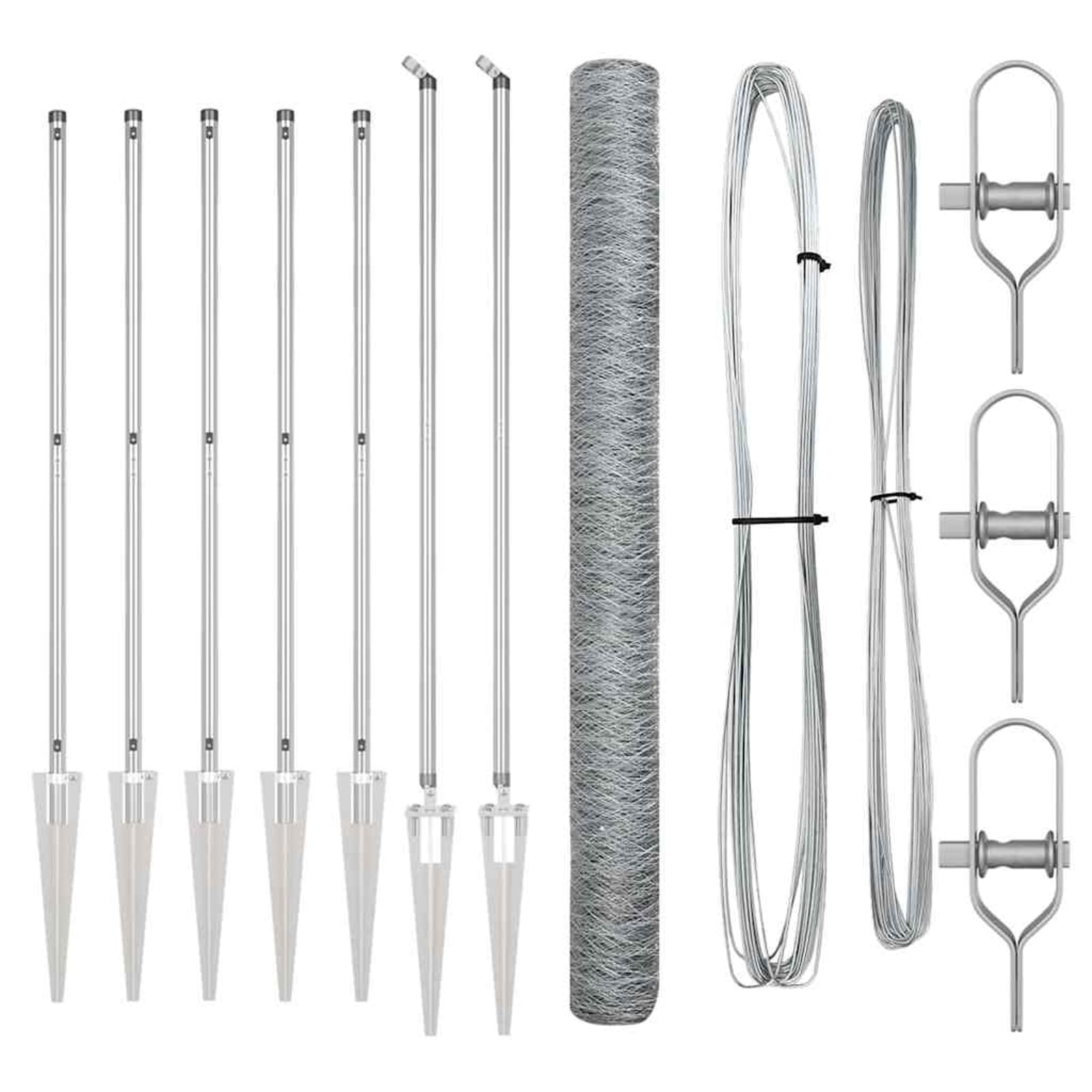 Lot de poteaux de clôture en acier argenté résistant aux intempéries, durable, 1000 x 3,2 x 150 cm, 14 piquets pour clôture de jardin extérieure