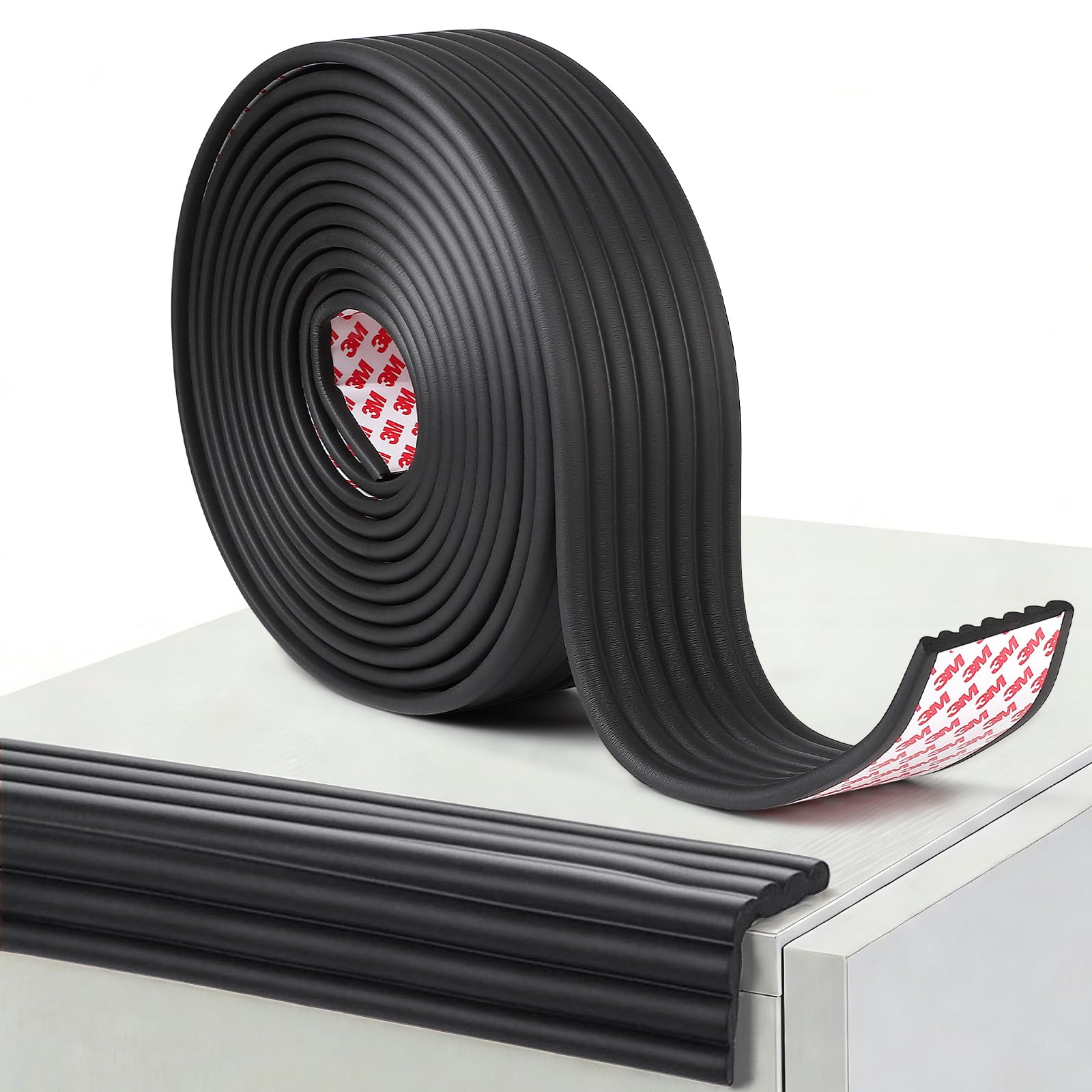EFUTURETIME Bord en Mousse de Table Meuble Protection 6M, 8 cm de Large et 0,8 cm de Haut, Protections Souples de Bord Autocollantes (Noir)