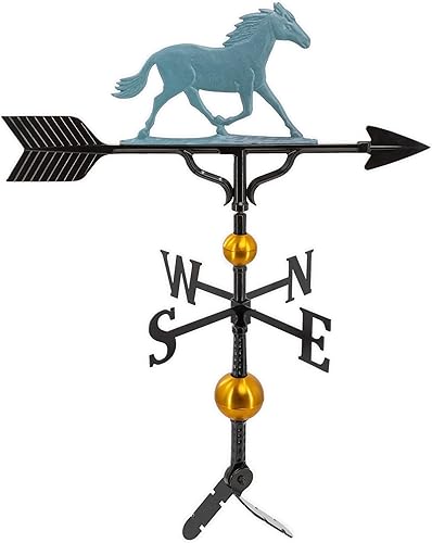 Miniatura 10 de Montague Metal Products Veleta de 32 pulgadas con adorno de caballo negro satinado Natural,Hammered