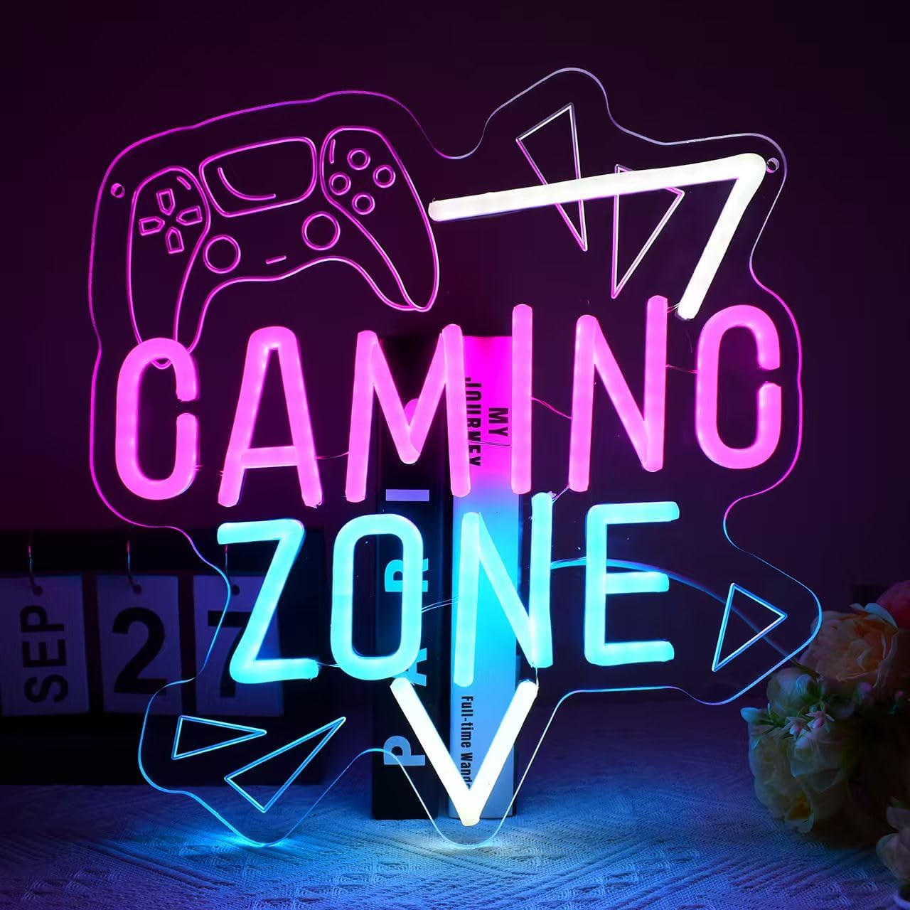 Gaming Zone Neon Sign Game for Wall Decor, Dimmable LED Neon Light with USB Powered for Game Room Bedroom Man Cave Kids room Decor, Gifts for Gamer