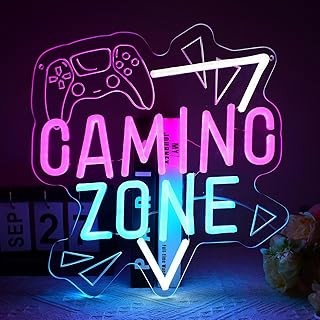 Gaming Zone Neon Sign Game for Wall Decor, Dimmable LED Neon Light with USB Powered for Game Room Bedroom Man Cave Kids room Decor, Gifts for Gamer
