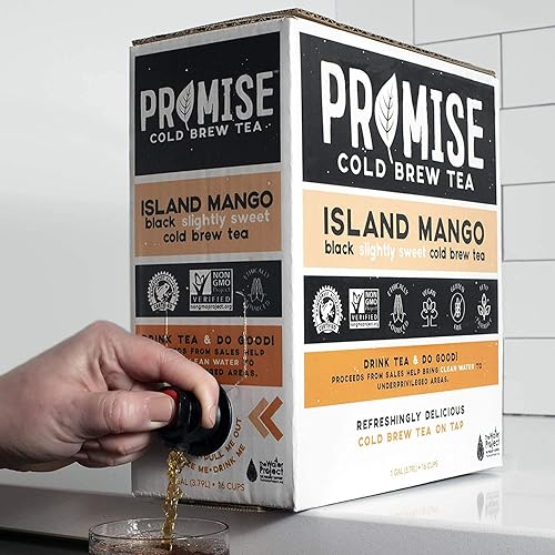 Miniatura 7 de Promise Beverages Slightly Sweet Island Mango Cold Brew Tea On Tap (1 galón128 onzas líquidas) Líquido en bolsa certificada por Rainforest Alliance,