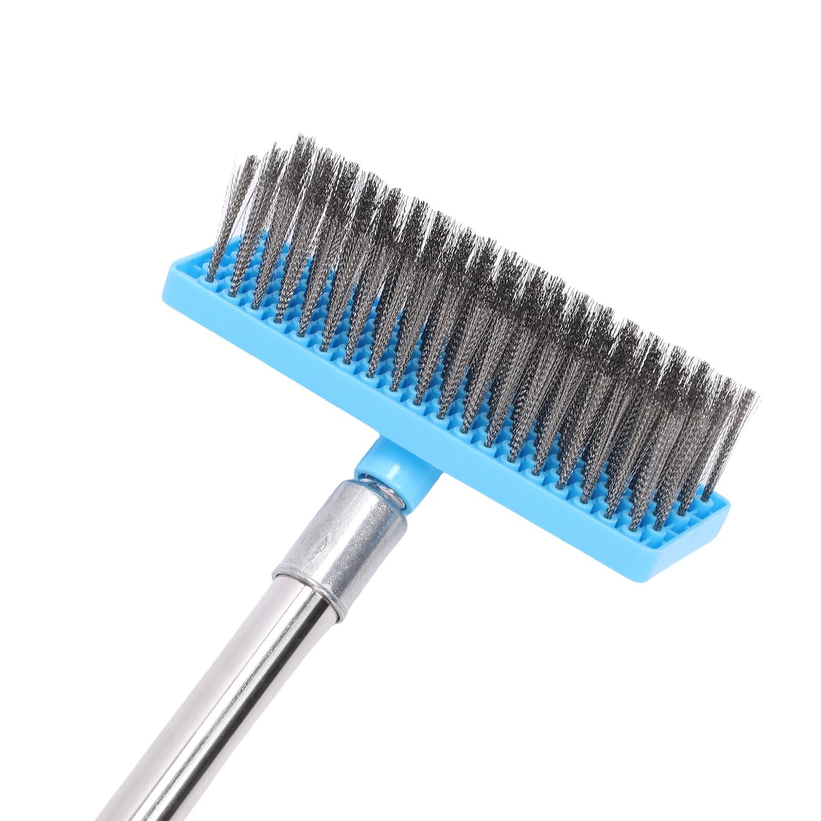 SEAFRONT Cepillo para Fregar con Largo de 20 Cm, Escoba Telescópica de Alambre de Acero, Cepillo de Limpieza Duro con Postes de Extensión de Acero Inoxidable para Eliminar la Suciedad y (120cm)