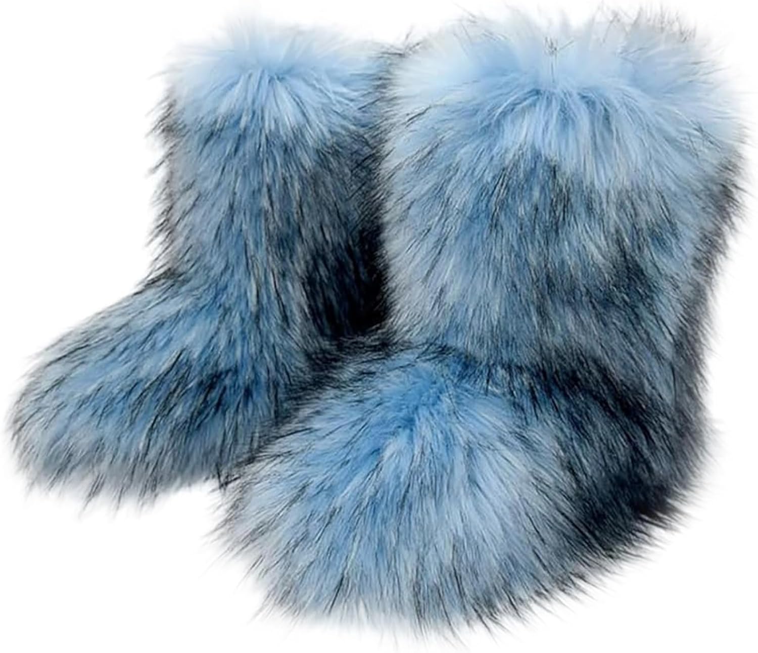 Ulalaza Women's Boots Fluffy Fuzzy Furry Snow Boots Winter Mid Calf Snow Boots Suede Warm Fur Lined Booties Flat Casual Fashion