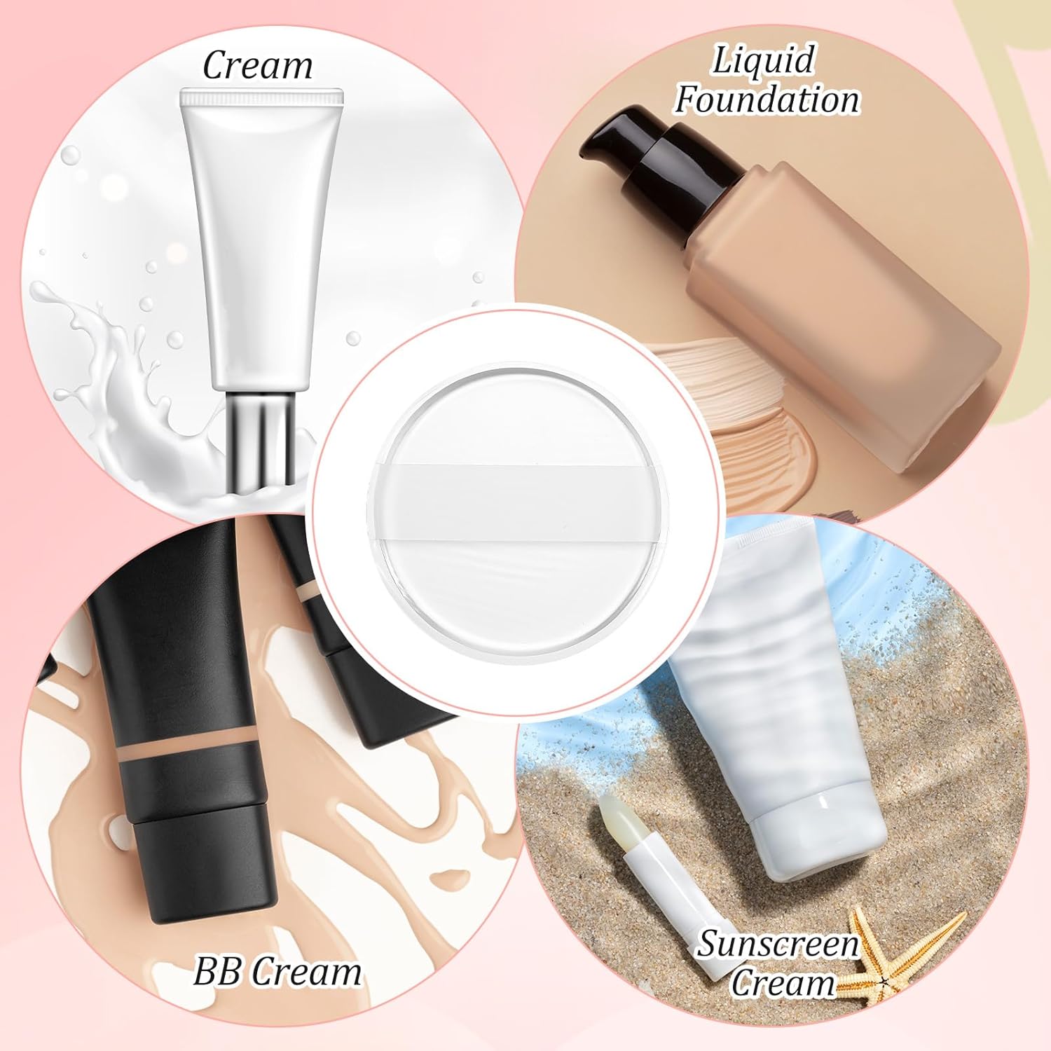 2Pcs Silicone Makeup Sponge, Clear Round Powder Puff Washable Makeup Applicator for Women Girls Non-Absorbent Cosmetic Beauty Blender for Foundation, Concealer, Cream, Blush, Highlighter image 8 of 8 B0FBWSYZ7B