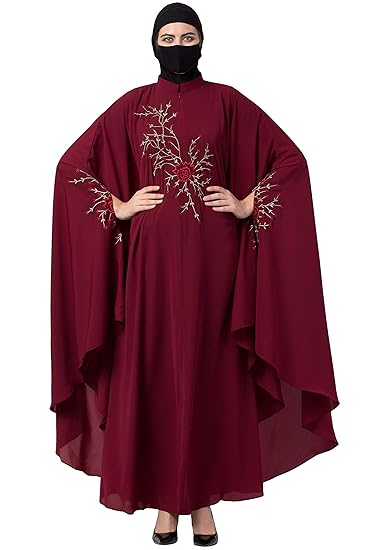 Musheco Beautiful Free Size Irani kaftan in Nida Matte Fabric with chikan embroidery for Women & girls (ME-IK-008-Maroon)