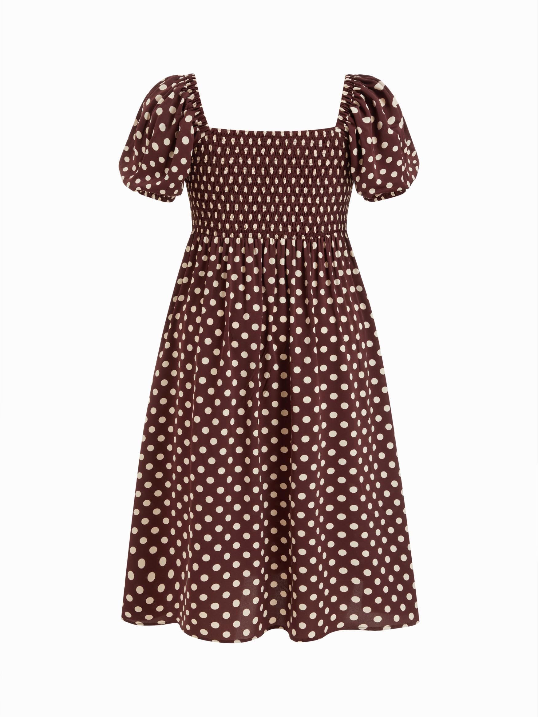 CIDER Women's Plus Size Dress Floral Fruit Square Neck Puff Sleeve Split Sun Dress Summer Midi Dresses Vacation Outfits: 4X Brown