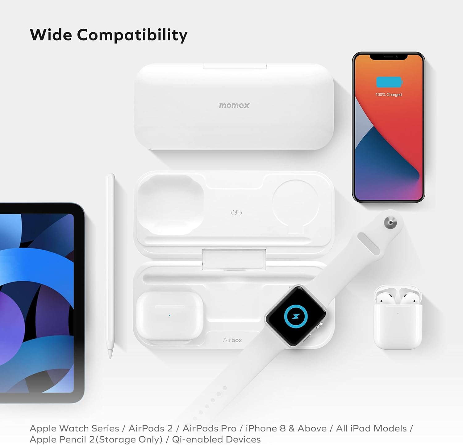 momax airbox foldable 5 in 1 wireless charging power bank with gravity auto locking vertical laptop stand 10000mah mfi certified wireless charging st