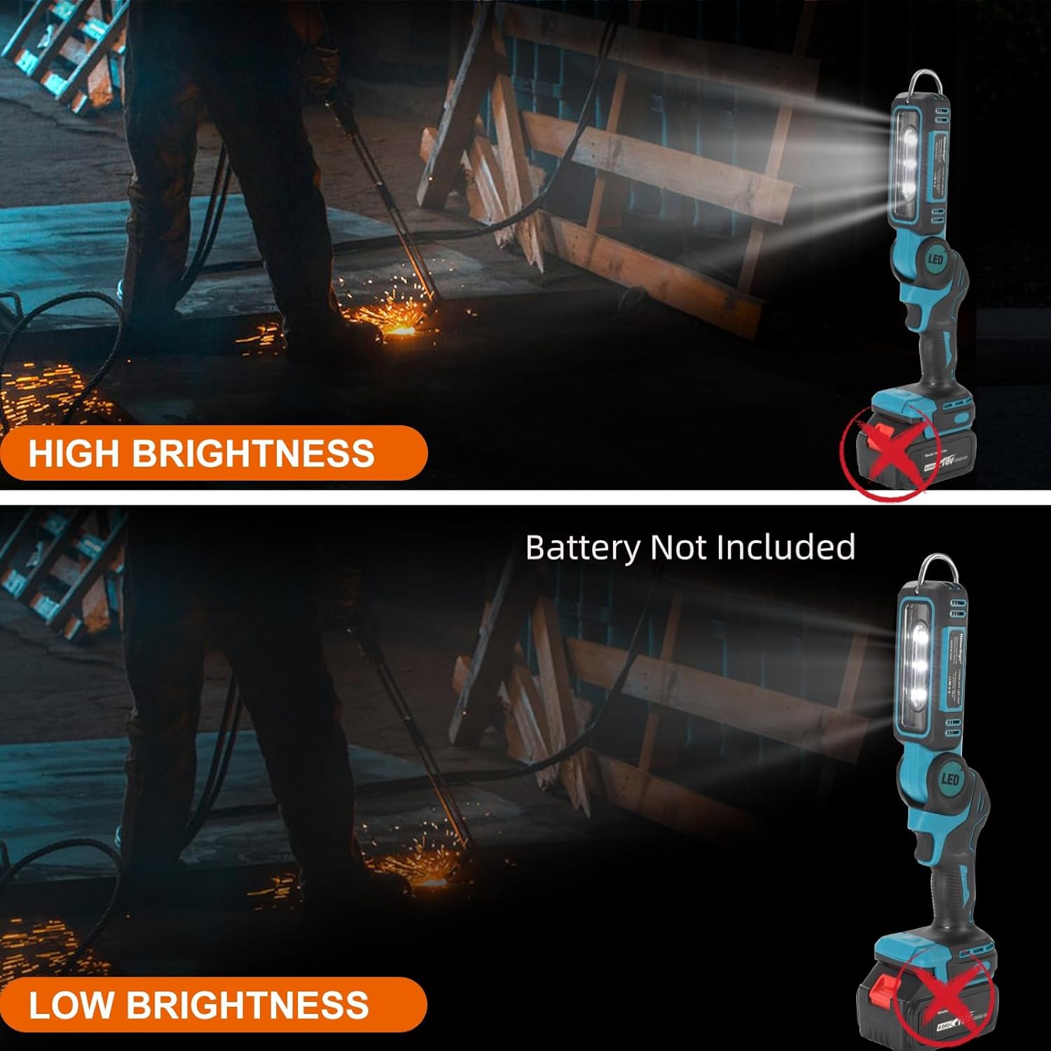 Cordless LED Work Light with 6000mAh Battery,LED Spot Light Tools, Portable Handheld Flood Lights for Job Site Lighting, Repairing/Outdoor Camping