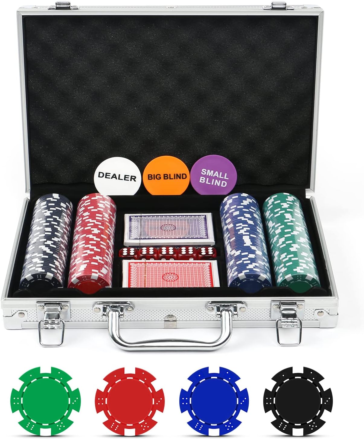 NOLIE Casino Poker Chip Set 200 PCS with Reinforced Aluminum Case for Gambling(11.5 Gram)