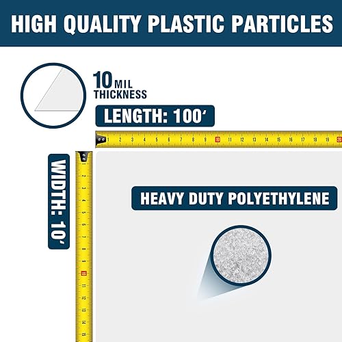 Miniatura 3 de Barrera de vapor de espacio de arrastre, 10 mil 10'x100', láminas de plástico grueso, cubierta de barrera de vapor de tela para encapsulación de